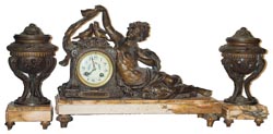 French marble statue clock, and 2 side pieces. — Antique Clocks Price Guide