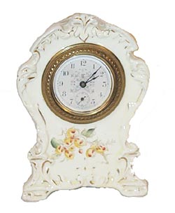 Waterbury Clock Co., porcelain case, "Boudoir No. 203", ca 1899. — Antique Clocks Price Guide
