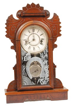 Waterbury Clock Co. miniature mantle clock, "Corona", ca 1890. — Antique Clocks Price Guide