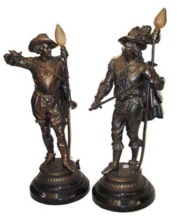 Pair of Ansonia statues, Don Juan and Don Caesar. — Antique Clocks Price Guide