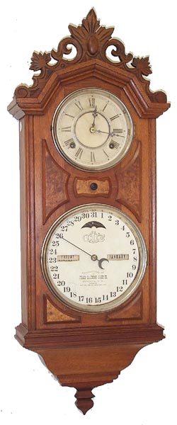 Ithaca Calendar Clock Co. "No. 6 Hanging Library", ca 1880. — Antique Clocks Price Guide