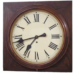 Waterbury Clock Co. gallery clock, "Corrider" ca 1915. 8 day timepiece, 18 inch metal dial in excellent original condition. — Antique Clocks Price Guide
