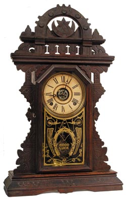 Manufactured by The E. Ingraham and Company for Wm. G. Will---, 410 South 7th Street, St. Louis, Mo. taken from a 75 percent label on the back. — Antique Clocks Price Guide