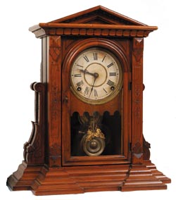 E. Ingraham Co. cabinet clock, "Tontine", ca 1886. — Antique Clocks Price Guide