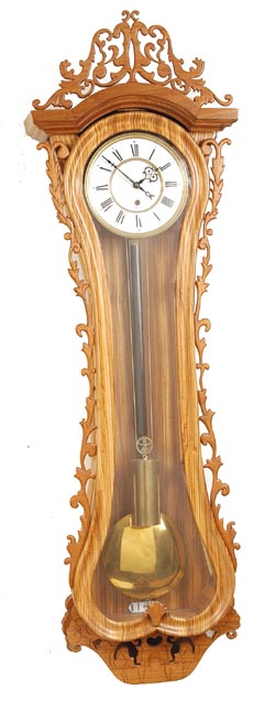 30 day running Vienna, movement signed "Remember No. 85198". This 49" contemporary case made of Tiger Maple was constructed especially for this 30 day movement. — Antique Clocks Price Guide