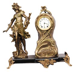 Seth Thomas and Sons, statue clock, "Inspiration", ca between 1853-1875 when all their metal clocks were made. — Antique Clocks Price Guide