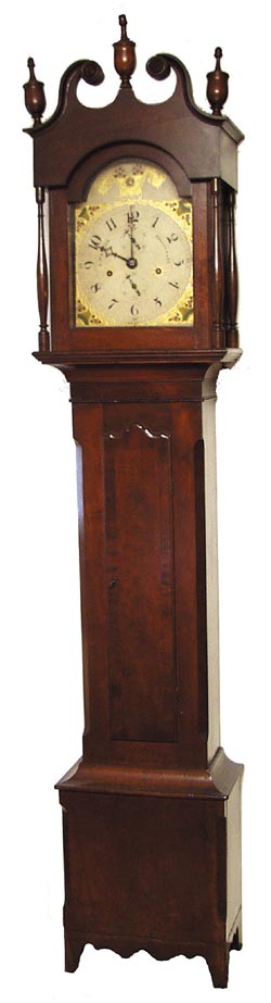 Luman Watson-Elijah Warner, Wood Movement Tall Clock, ca 1820. Mahogany case is 92" high and made by Elijah Warner, a Lexington, Kentucky clockmaker 1810-1829. — Antique Clocks Price Guide