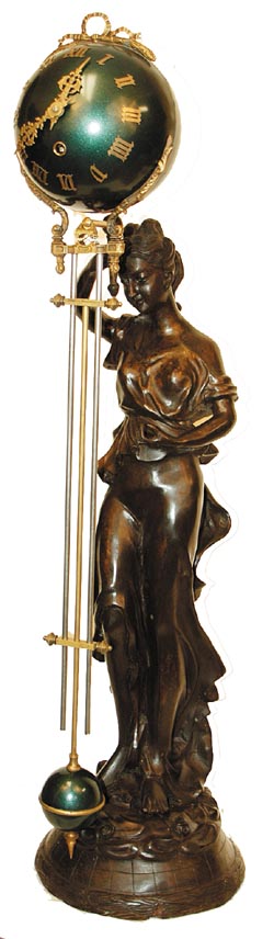 Mystery clock, on a female statue, identical to No. 521 with a couple of exceptions. — Antique Clocks Price Guide