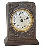 Western Clock Co. "Westclox-Ironclad". 5 inch high metal case, clean dial, dial ring, and sash.