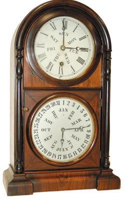 Welch, Spring & Company shelf calendar clock, "Italian No. 1", C. 1872 or earlier. — Antique Clocks Price Guide