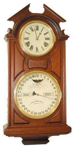 Ithaca Calendar Clock Co. "No. 6 Hanging Library", C. 1875. — Antique Clocks Price Guide