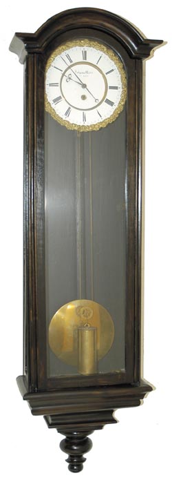 One weight Biedermeier Vienna Regulator signed Johann Meld in Wein. 2 piece porcelain dial with pie crust bezel. — Antique Clocks Price Guide