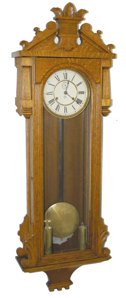 Ansonia Clock Co. hanging weight clock, "Prompt", C. 1901. — Antique Clocks Price Guide