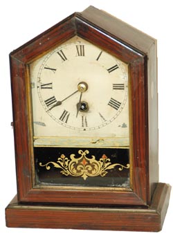 English miniature shelf clock, just a one day timepiece, but it just keeps on a running. — Antique Clocks Price Guide