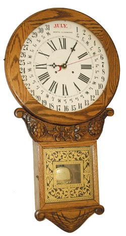 The Maranville Clock, made by the Bristol Clockworks, a limited reproduction of the 1861 calendar mechanism patented by Galusha Maranville. — Antique Clocks Price Guide