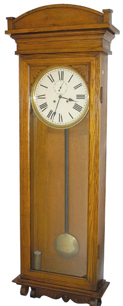 Sessions Clock Company hanging clock, "Regulator No. 6", C. 1912, one of the company's best wall clocks. — Antique Clocks Price Guide