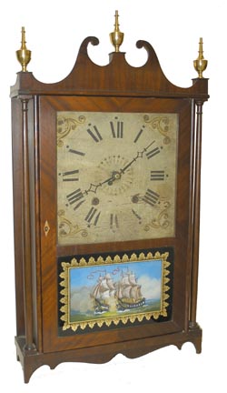 Chauncey Ives, Bristol, Connecticut, C. 1825 pillar and scroll shelf clock. — Antique Clocks Price Guide