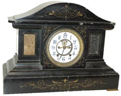 U.S. Clock & Case Co. Cincinnati, USA, Pat. Feb.16,1883, on the back of a black marble case. — Antique Clocks Price Guide