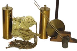 Wm. L. Gilbert Clock Co. grandfather clock movement, pendulum, brass weights, 2 tone chime rods. — Antique Clocks Price Guide