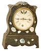 Terry, Downs and Burwell and Co. cast iron clock, japanned and stenciled.