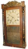 Eli Terry, Jr., Terryville, Connecticut, C. 1831, long pendulum, half pillar and splat clock with thirty hour wood movement.