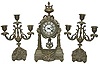 French 3 piece set, dull silver or pewter finish. No evidence anywhere of gilt or other finish.
