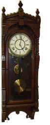 F. Kroeber "Regulator No. 45", ca.1880's, walnut wall regulator, approx. 33 inches tall, — Antique Clocks Price Guide