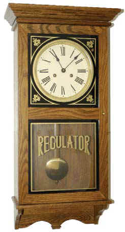 Emperior contemporary wall clock, oak case is 29.5 inches high. — Antique Clocks Price Guide