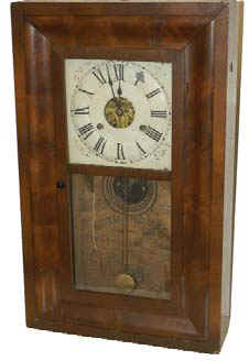 Seth Thomas O.G., ca 1863. 30 hour, two weights, brass movement, strikes hours on a coil gong. — Antique Clocks Price Guide