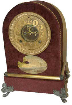 Ansonia Clock Co., plush clock, "Florentine, No. 2", ca 1886. — Antique Clocks Price Guide