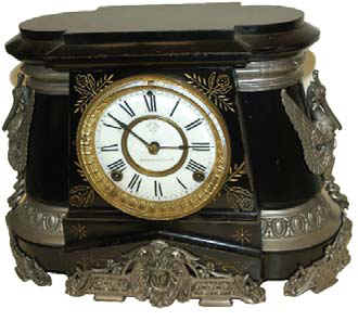 Ansonia Clock Co. enameled iron, "Pompeii", ca 1904. — Antique Clocks Price Guide