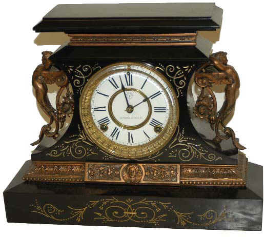 Ansonia Clock Co. enameled iron case "Rosalind", ca 1904. — Antique Clocks Price Guide