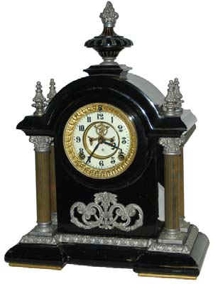 Ansonia Clock Co. enameled iron case clock, "Madeira", ca 1904. — Antique Clocks Price Guide