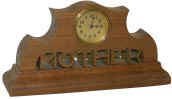 Novelty clock, American one day movement in a solid block of walnut with the word "MOTHER" carved (sawed) out. — Antique Clocks Price Guide