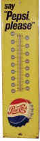 Pepsi Cola working thermometer. 27 inches high, 7.25 inches wide. — Antique Clocks Price Guide