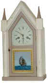 New steeple case, wood painted white. — Antique Clocks Price Guide
