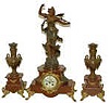 French clock-statue, another blood red marble base with black veins.