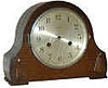 "Perivale British Clock Co.", small shelf clock, 8 day balance wheel movement, striking a standing gong.