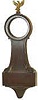 Mahogany banjo case 19 inches long, brass eagle, wood side rails.
