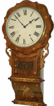 English long drop, roll bottom, wall clock. It is absolutely the finest of this type clock we have ever offered for sale. — Antique Clocks Price Guide