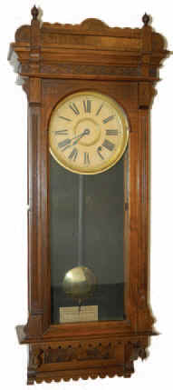 "Terry Clock Company, Pittsfield, Mass. U.S.A.", taken from the excellent label on this early wall clock, the "Garland", ca 1885. — Antique Clocks Price Guide