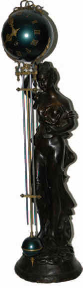 Contemporary brass swinging arm clock, a copy of a 19th century French mystery clock. — Antique Clocks Price Guide
