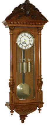 Remember 3 weight Grand Sonnerie Vienna Regulator in a 49 inches tall light walnut case. Remember is a trademark used by Austria's leading clock manufacturer, the Resch brothers, ca back to 1886. — Antique Clocks Price Guide