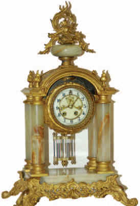 Gilbert Clock Co. metal cased mantle clock, "Tuscan", ca 1901. — Antique Clocks Price Guide