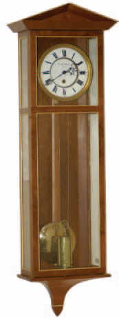 Miniature Vienna Regulator, 28 inches high, a very delicate but well constructed case using cherry wood, with pediment top and tapered tail, made by Fife Eason from Mississippi, in the 1990's. — Antique Clocks Price Guide