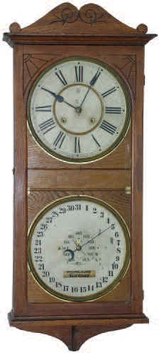 Charles W. Feishtinger, Fritztown, PA. wall double dial calendar clock, ca. 1890. — Antique Clocks Price Guide