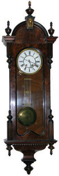 Lenzkirch Vienna Regulator, ca 1890, exquisite 50 inches high case, burled walnut — Antique Clocks Price Guide