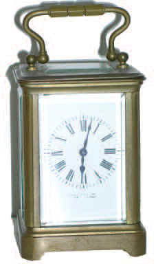 Petite French carriage clock, ca 1890. 8-day time only movement, crown wheel escapement, signed "Made in France"; good running condition. — Antique Clocks Price Guide