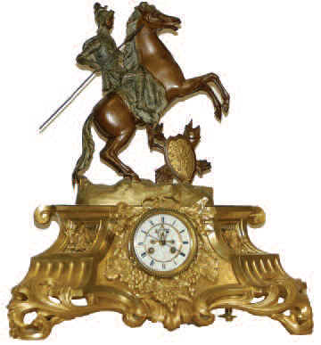French Ormolu and Sculpture mantle clock was made in the mid-1800's and is stupendous in every detail. The height is an impressive 26 inches and the width is 24 inches. — Antique Clocks Price Guide