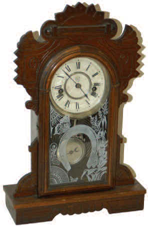 Waterbury Clock Company, miniature walnut parlor clock, the "Corona", ca 1890. — Antique Clocks Price Guide